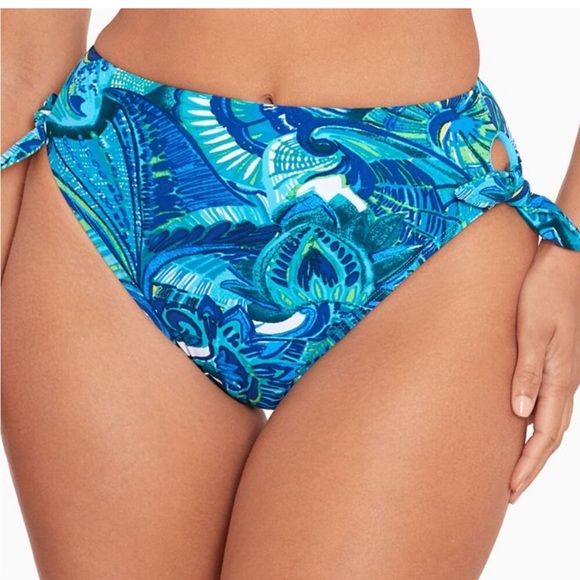 Skinny Dippers Blue MultiColored High Waisted Bikini Swim Suit Bottoms Small NWT - Picture 1 of 8